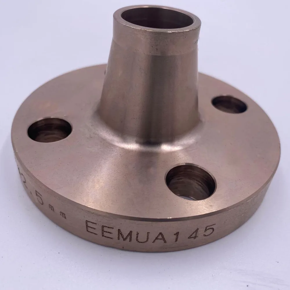 Machined copper nickel 70/30 weld neck flange with stamped markings