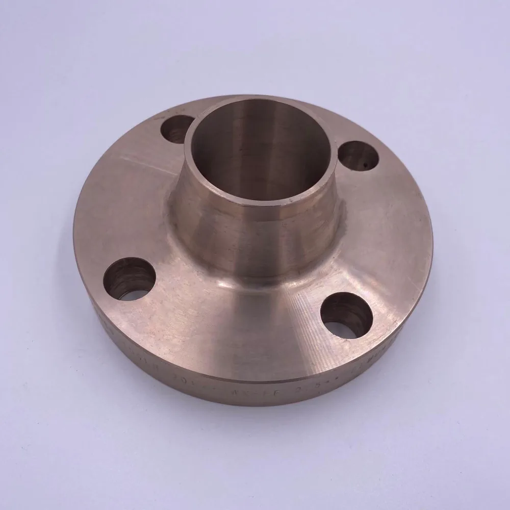 Copper nickel weld neck flange with tapered hub and bolt holes